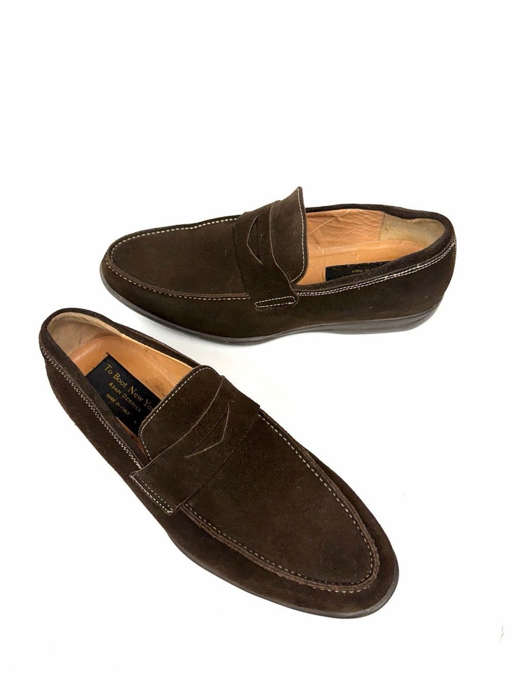 To Boot New York Men’s Dark Brown Suede Penny Loafers US 10 Made in Italy